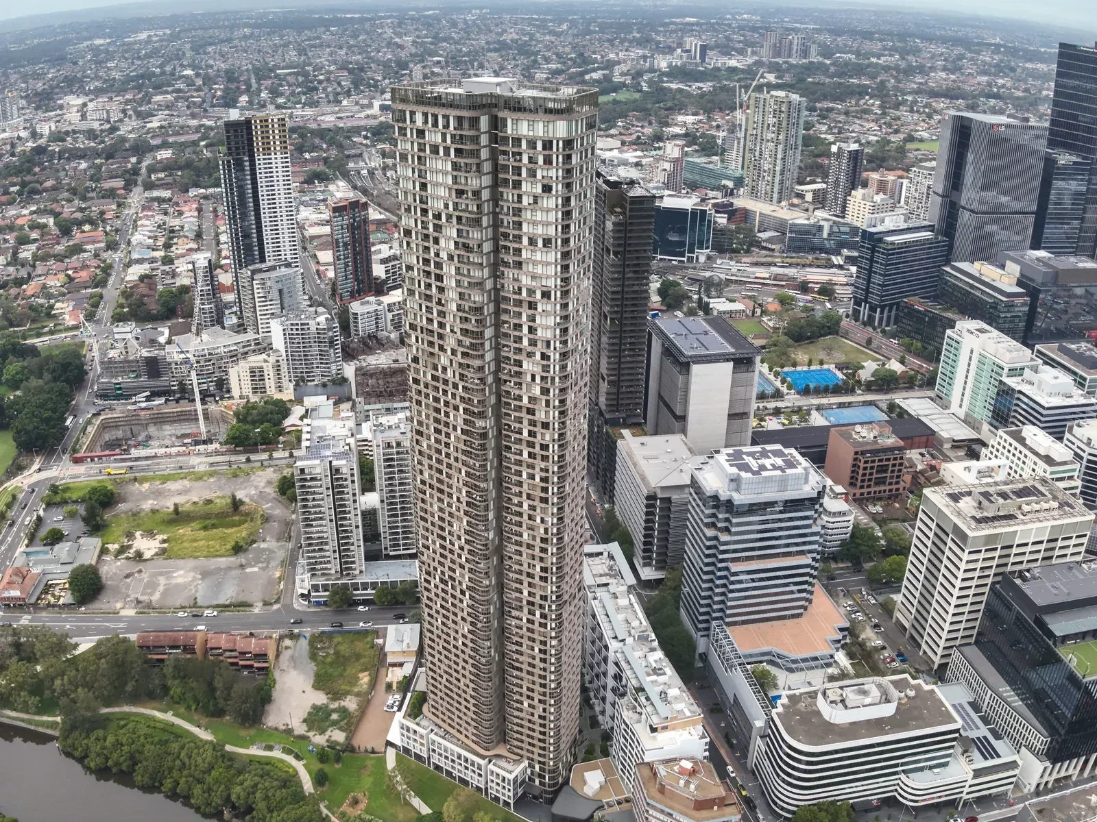 Meriton Towers Parramatta high-rise facade inspection in progress