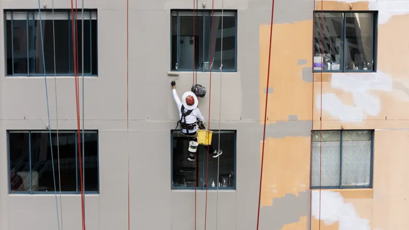 Painting and coating application on façade